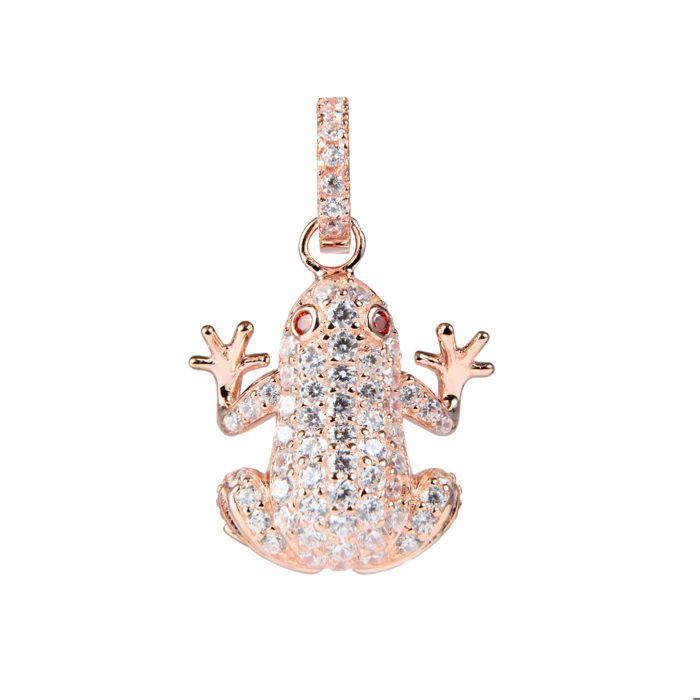 Women's Pendant - Lancaster - JLA-PEN-FROG2 - Sterling Silver - Crystals - Frog Design