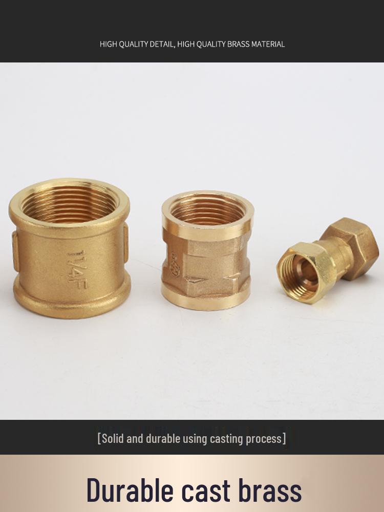 Conexão de Latão com Rosca Dupla Fêmea para Tubo de Água de 1 Polegada, Opções de Rosca Interna: 1,2/1,5/2 Polegadas, Conexão Reta de Cobre.