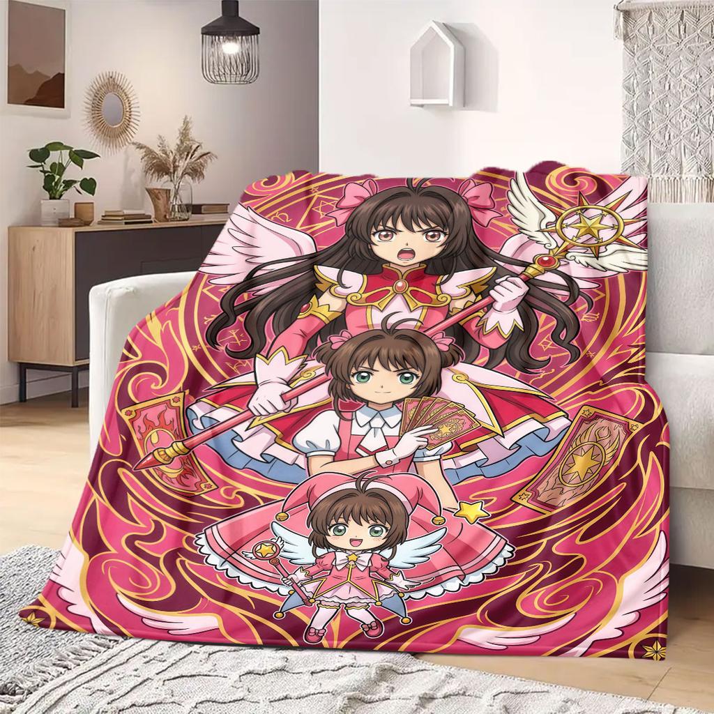 Cardcaptor Sakura Awesome Print Flannel Blanket, Cartoon Characters for Bed, Cozy Home Decor for Sofa, Travel Throw_LIAN