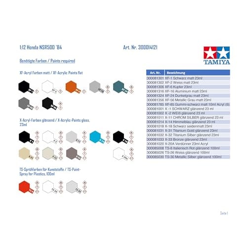 Tamiya 1/12 Motorcycle Series No. 121 Honda NSR 500 1984 Plastic Model 14121