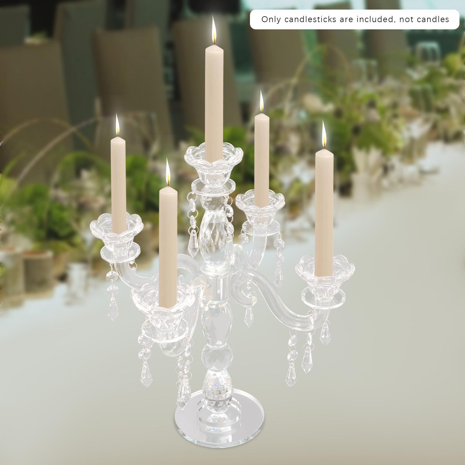 

Хрустальный подсвечник на 5 голов, Современная 5-свечная центральная композиция, Прозрачная стеклянная настольная канделябра для украшения свадьбы, обеденного стола, вечеринки 1Pc чистый