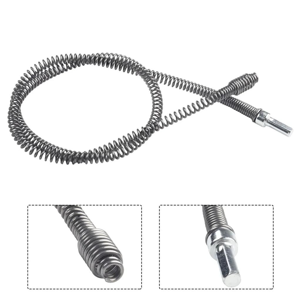 1Pc Drainer Pipe Dredging Tool Drill Connector Rod Spring Pipe Sewer Unblocker 3/2/1M Manganese Steel For Bathroom Kitchen