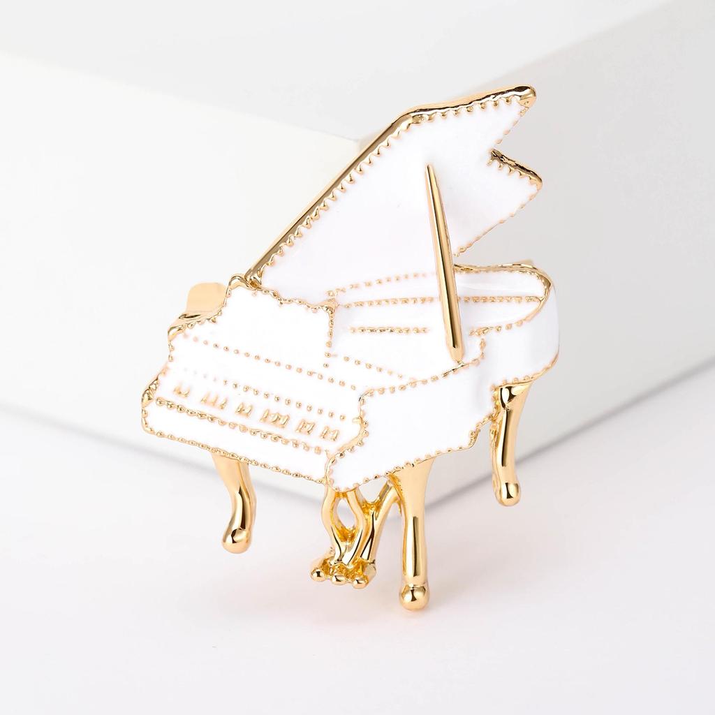 European-American Drip Glaze Enamel Piano Brooch - High-End Musical Instrument Pin