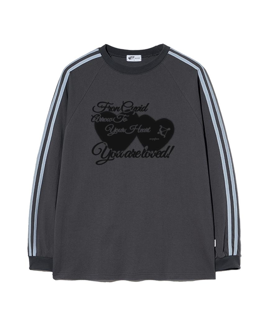 Escape From Blur Heart Text Print Track Long Sleeve Charcoal M