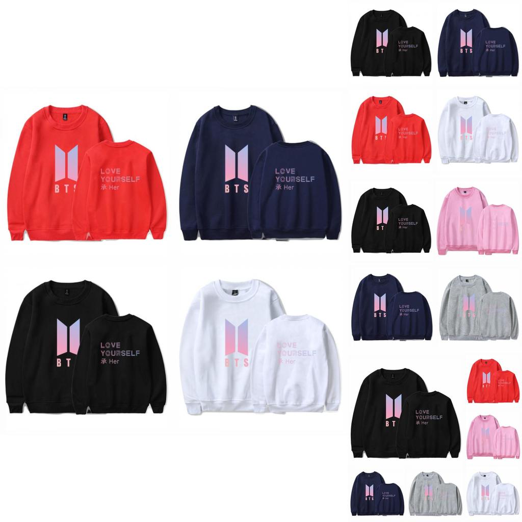 BTS-Sweatshirt mit Printmuster und Fleecefutter für jugendliche Fans
