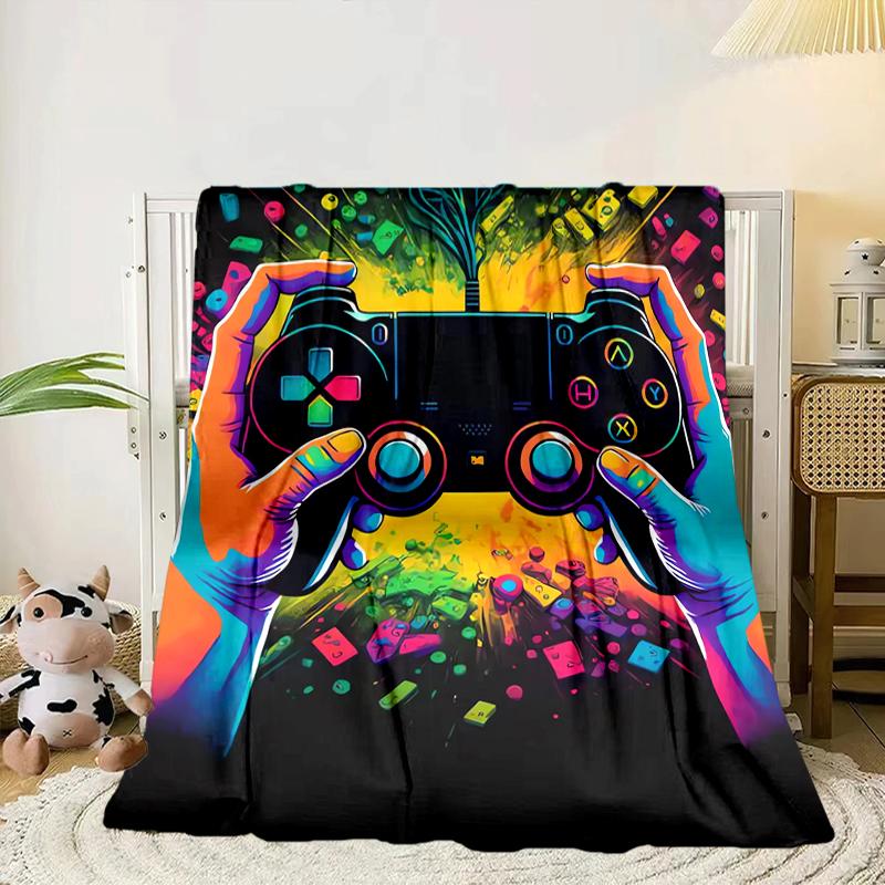 Colorful Gaming Adventure Blanket Flannel Blanket for Bed, Sofa, Camping, Hiking, Picnic Essentials, Gift for Family Fan Gifts