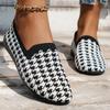 Large size fly-woven breathable round head flat-soled single shoes women's color matching feet lazy work wish