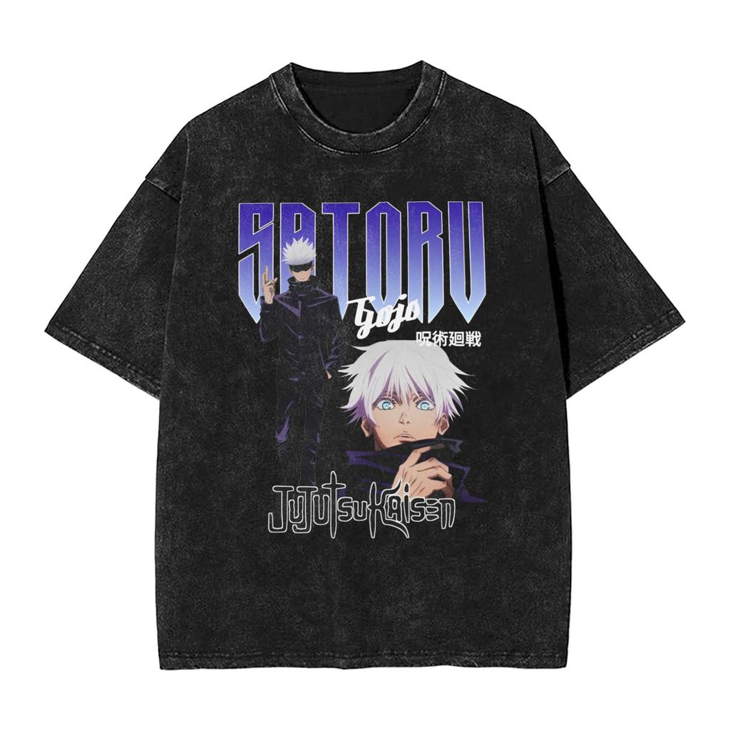 Anime Jujutsu Kaisen Gojo Satoru Geto Suguru Grafik T-Shirt Herren Manga Vintage T-Shirts Baumwolle Gewaschenes T-Shirt Harajuku Herren T-Shirt