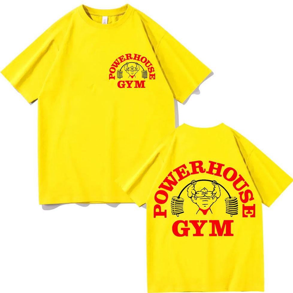 Powerhouse Gym Double Sided Print Tshirt High Street Fashion Trend Short Sleeve T Shirts Men Women Casual Loose Cotton Tshirts