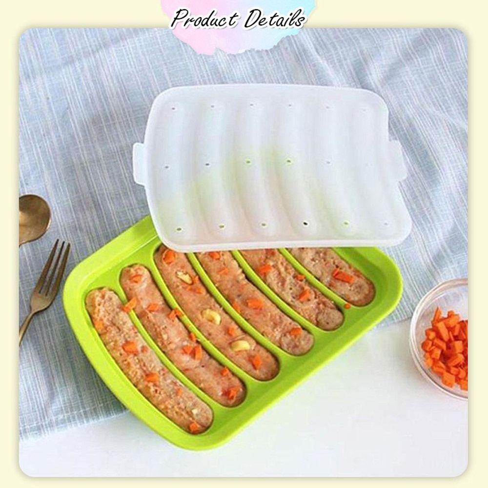 6-Cavity Sausage Maker Mould Non-Stick Silicone Mold DIY Hot Dog Maker  Kitchen Baking