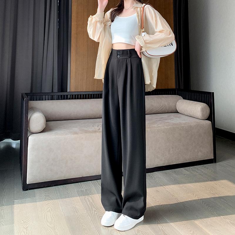 Spring and Autumn High Waist Skinny Drop Pear Shape Pants Straight Double Button Casual Suit Pants