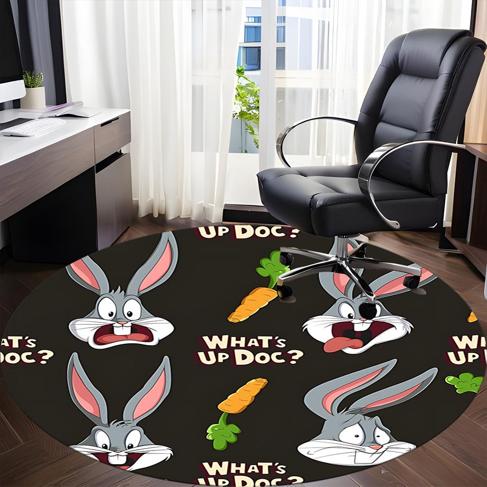 1pc Bugs Bunny Carrot Office Round Area Rug, Under Office Chairs Bedroom Living Room Home Decor A1022294