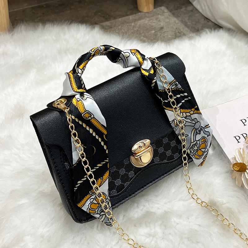 New bag silk scarf strap printed small square bag versatile single shoulder crossbody portable women's bag