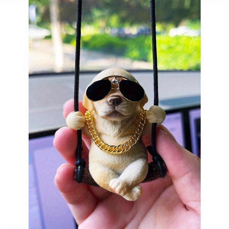 Cute Swinging Labrador Retriever Pet Dog Car Rear View Mirror Hanging Decor, Car Interior Accessory