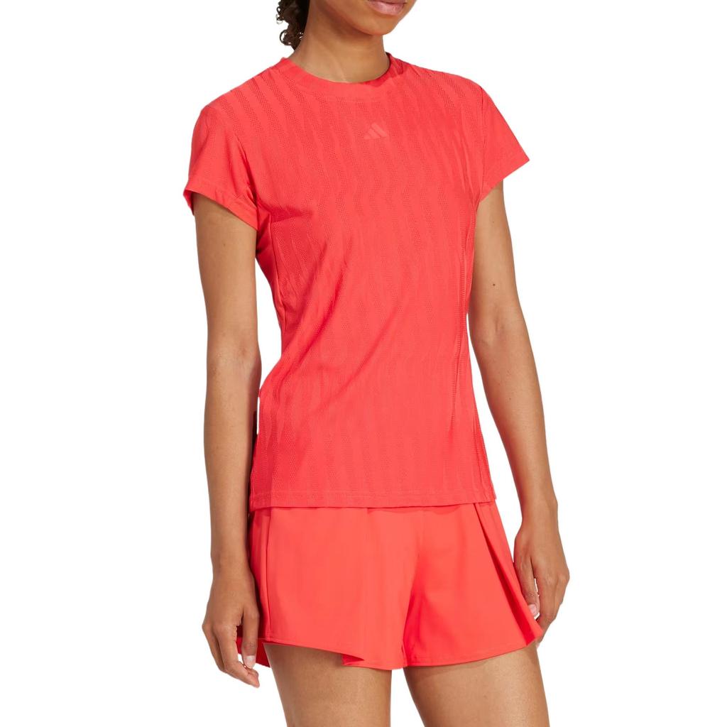 Adidas Comfortable Breathable Skin-Friendly Fitted Short Sleeve T-Shirt Women Tops Red JD4284