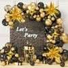 Black and Gold Balloon Arch Kit, AivaToba 126 Pieces Black Gold Metallic Chrome and Gold Confetti Balloons, Party Decoration Set for Graduation,