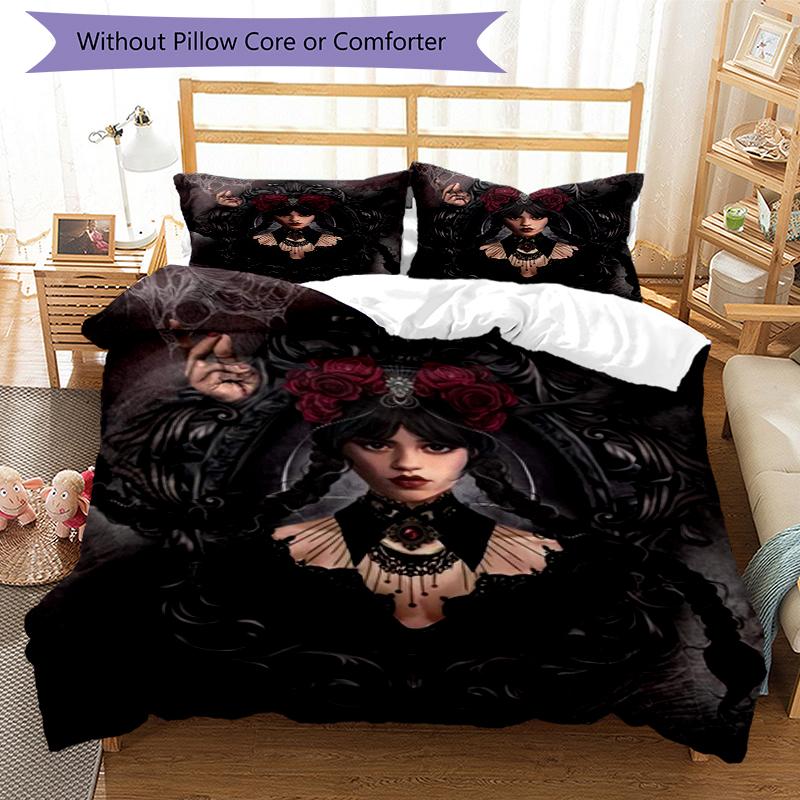 Gothic Portrait Design Bed Bedding Set 1 Duvet Cover + 2 Pillowcases Soft Breathable Household Bed Linens