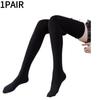 1PAIR calf socks extended long tube knee socks uniform black stockings non-slip thin velvet thigh socks micro-pressure thigh