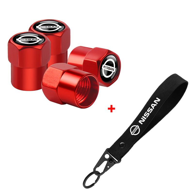 Tapa de Válvula de Neumático de Coche de Aluminio Insignia de Coche Llavero de Nylon Accesorios Para Nissan Nismo X-Trail Qashqai J11 Juke Altima Note Skyline