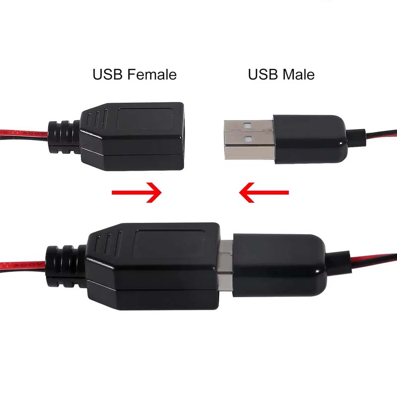 2pcs Circuit Test USB to Alligator Clip Adapter Cable Male Female USB to Alligator Clip Probe USB Cables with Alligator Clip