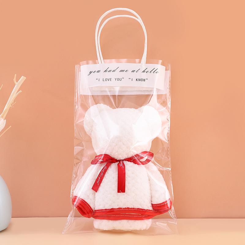 Red Wedding Teddy Bear Towel Favors - Bridesmaid Gift Box Small Red 30x30