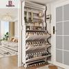 Ultra-Thin Flip-Top Shoe Cabinet & Coat Rack for Entryway Hallway Storage