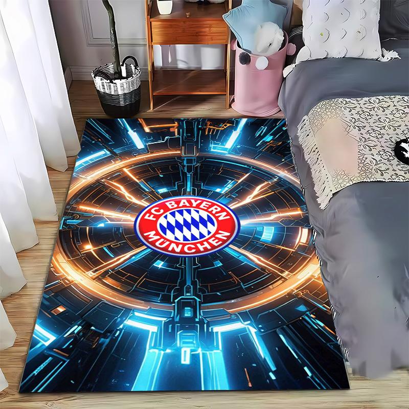 """FC Bayern München Logo Teppich mit futuristischem Neon-Design"" Geeignet für die Verwendung als Anti-Rutsch-Matte für Wohnzimmer, Schlafzimmer, Sofas"""