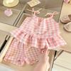 Thin Girls Kids Sling Shorts Set Bow Waistcoat Skirts Fashion Vest Skirt  Summer