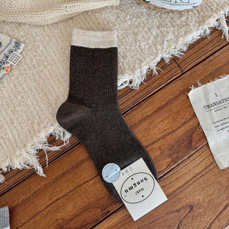 

Женские осенние носки-гольфы без косточек, микро-прессованные, с цветовой блокировкой 1 pair бежевый/кофейный