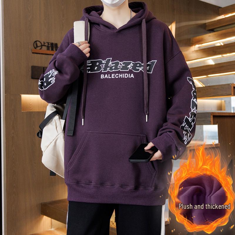 Autumn/Winter Teen Hoodie for Boys, Ages 12-16, Plus Velvet, Thick and Warm