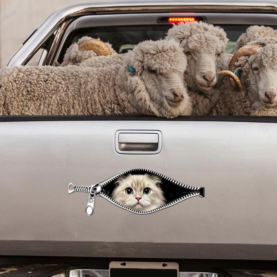 Car Stickers Zipper Cat Shape Adhesive Waterproof Scratch Cover Stickers Durable Car Decals for Cars Electric Vehicles Windows