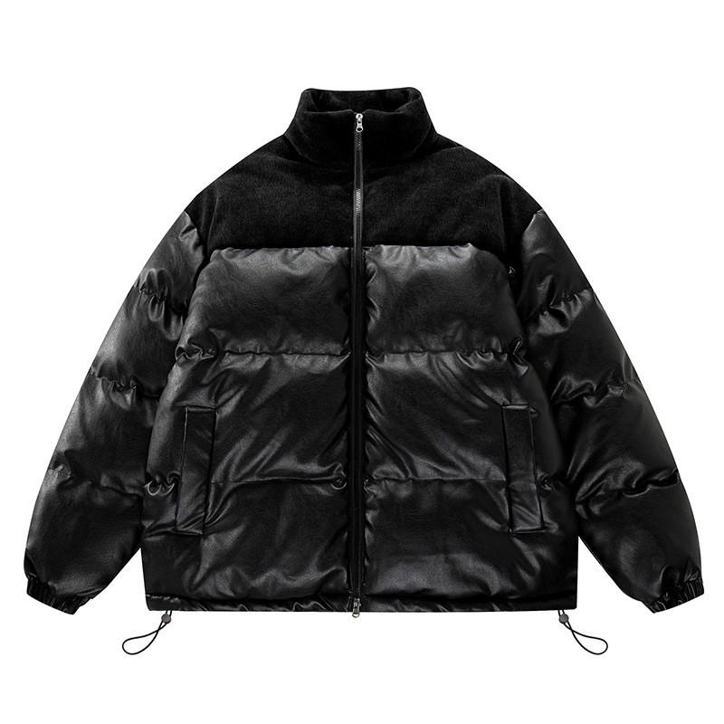 Unisex Thick Winter Cotton Puffer Jacket Stand Collar Loose Fit Casual Outerwear Men Women