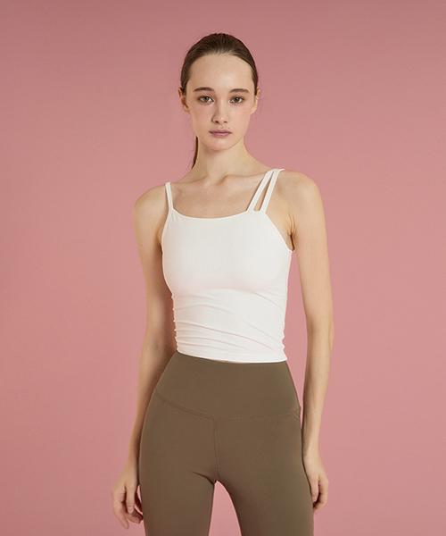Reina Mora Asymmetrical Strap Crop Tank White 4