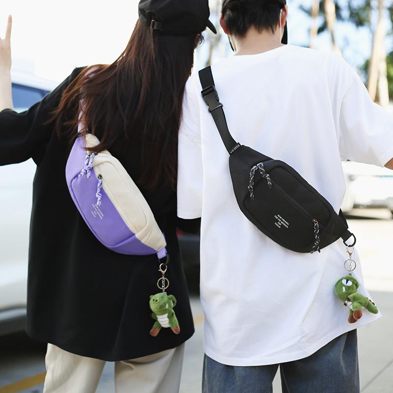 Japanese Niche Color-Block Chest Bag: Unisex Lightweight Crossbody & Waist Phone Bag for Casual Sports