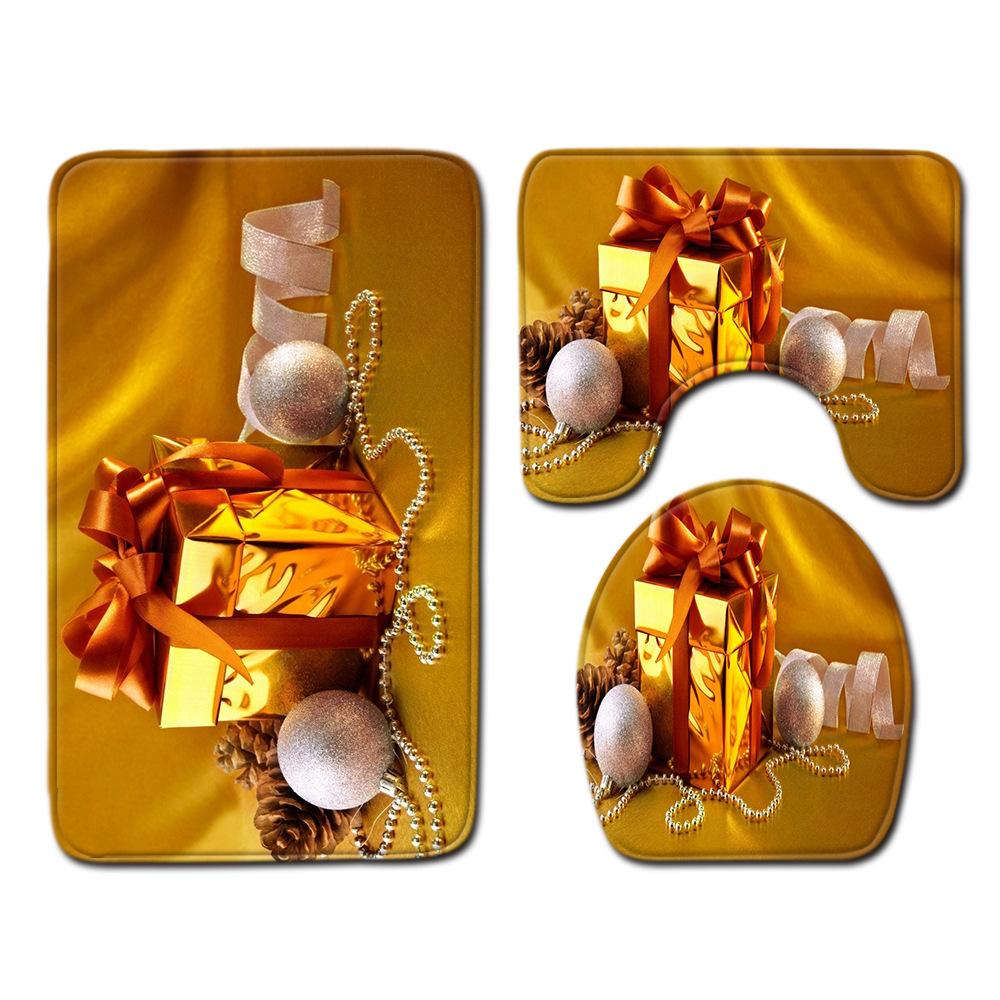 Christmas Bathroom Floor Mat Toilet Three-Piece Set