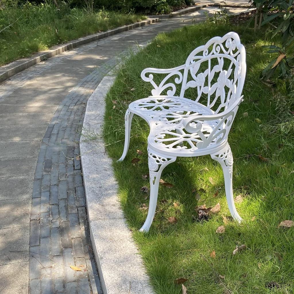 TangXiaoQi Garden Bench, Metal Aluminum Rose, for Garden Porch Park Front Porch Terrace Outdoor (White)