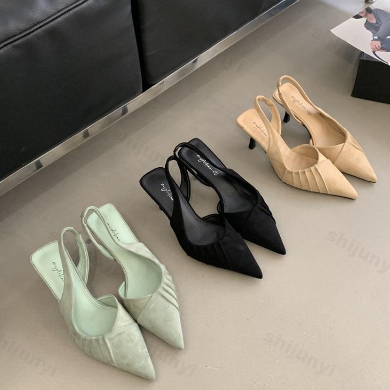 Fashion Elegant High-heeled Single Shoes Pointed Head 2025 Summer New Women's Temperament Lightweight Comfortable Back Strap Cool Pumps