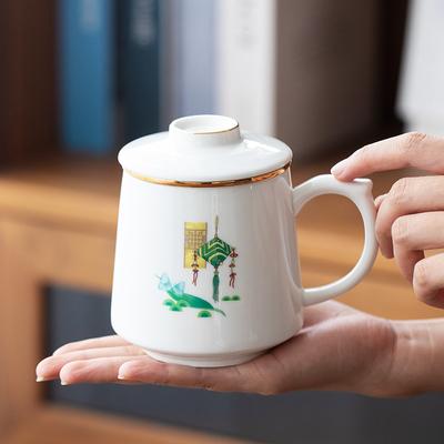 Dragon Boat Festival Office Cup Filter Liner Water Cup Guochao Office Cup Gift Box Business Enterprise Mug with Lid Gift