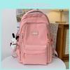 Simple Large Capacity Backpack With Solid Color And Letter Design For Daily