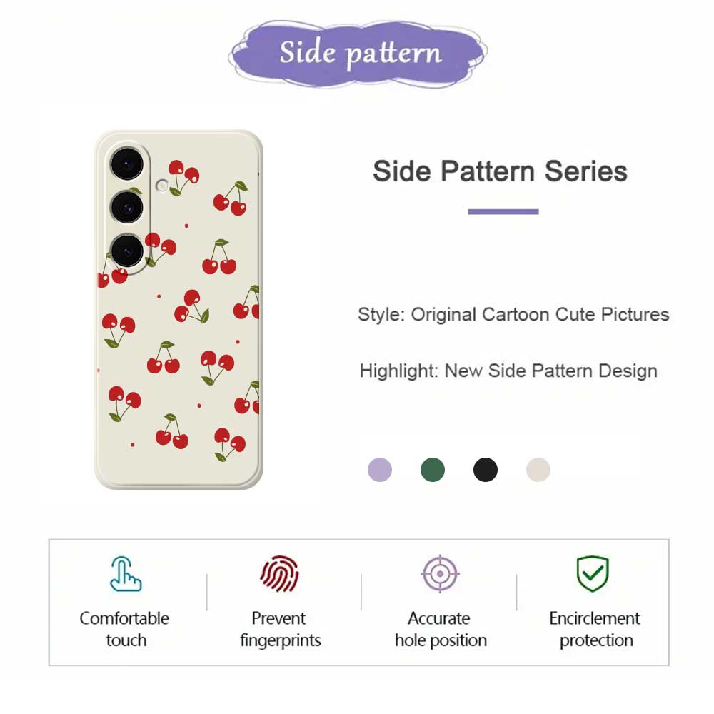 For Samsung Galaxy S25 FE Case Cherry Pattern Printing Straight Edge TPU Phone Back Cover