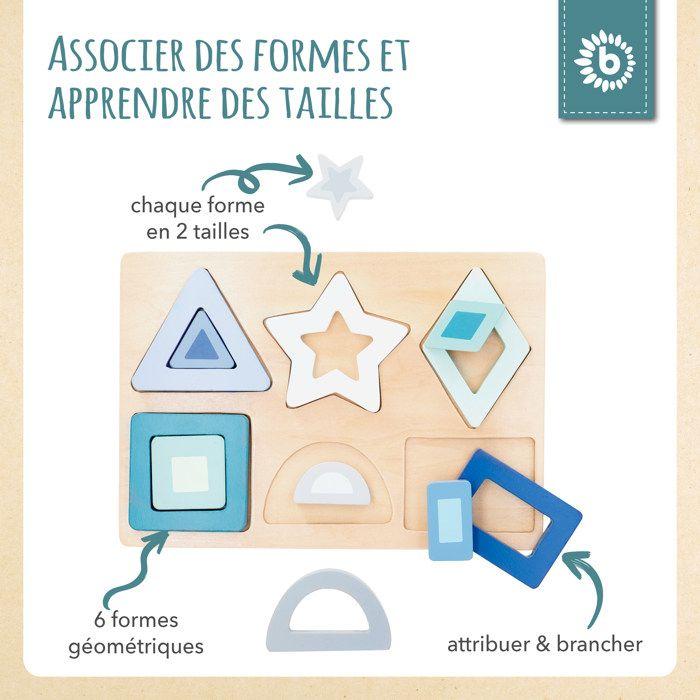 Puzzle en bois pour bébé - bieco - forme géométrique - 13 pièces