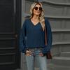 Autumn and Winter V-neck Loose Casual Long Sleeved T-shirt Women Fashion Elegant Simple New Solid Color Top Office Shirt Women's Clothing