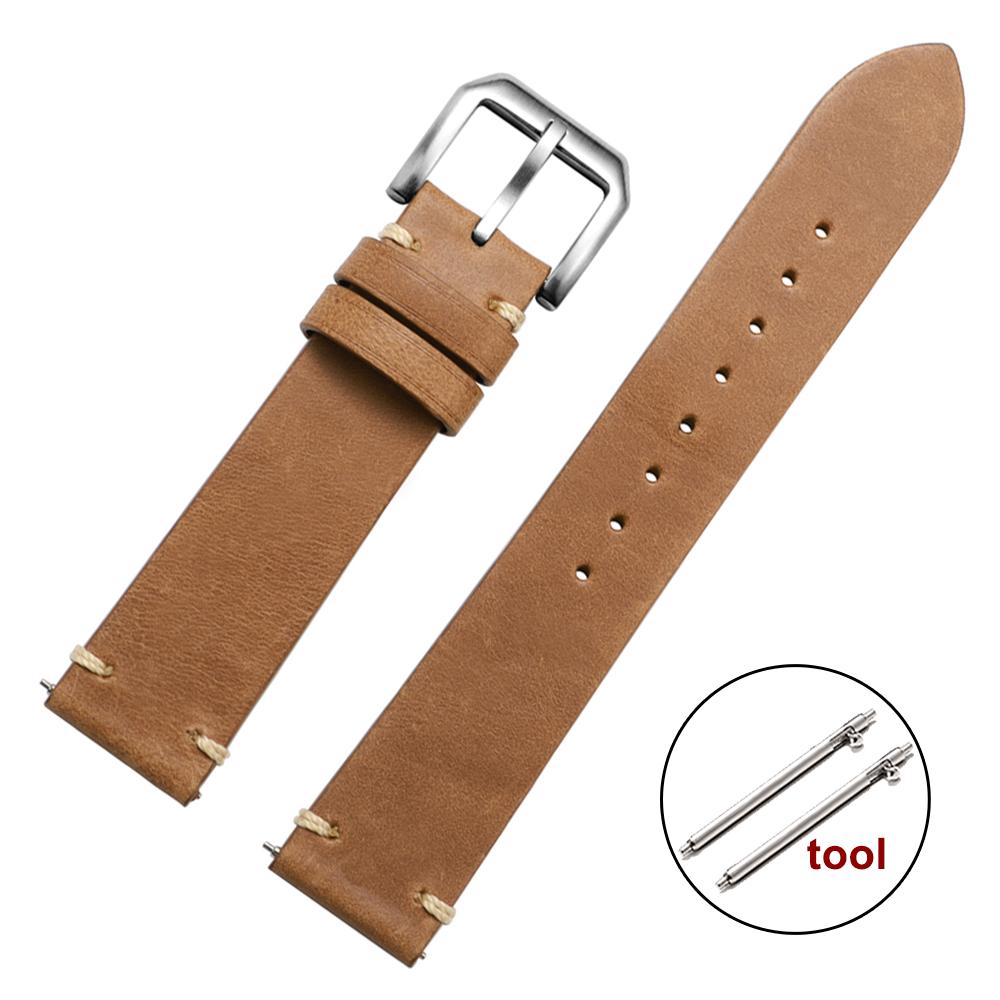 Handmade Stitching Cowhide Strap for Omega Business Vintage Genuine Leather Watch Bands Men 20/22mm Quick Release Wrist Bracelet