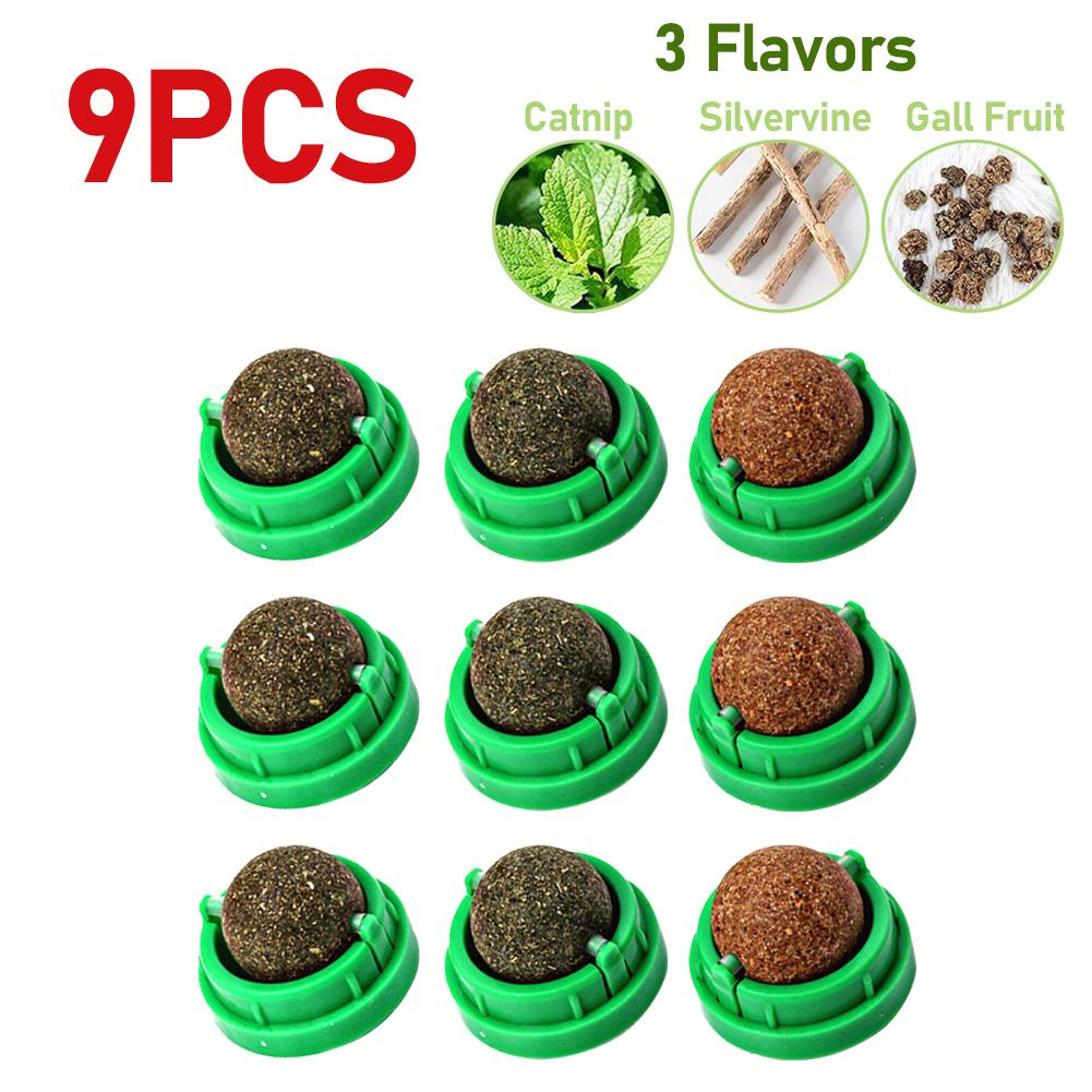 3-30pcs Cat Catnip Toys Cat Rotatable Licking Catnip Wall Ball 3 Flavors Freshen Breath Remove Hair Balls Snacks Pet Supplies