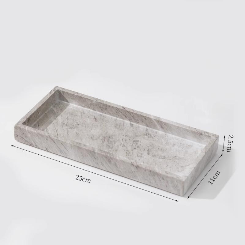 Nordic Style Natural Marble Tray Bathroom Sink Storage Rack Teeth Cup Mouthwash Cup Trays Bathroom Accessories Home Decoration