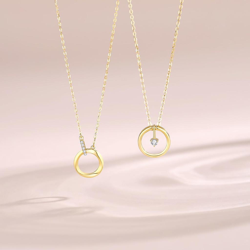 FANCIME 18K Gold Diamond Necklace for Diamond Round Circle 18K Perfect Gift for Gift Wrapping Included Women, Lab-Grown Pendant, Gold, Ring-Shaped,