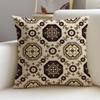 1P-Iberian Tile Cushion Cover Natural Linen Pillowcase Set, All-In-One Decor For Sofa, Bedroom & Chair