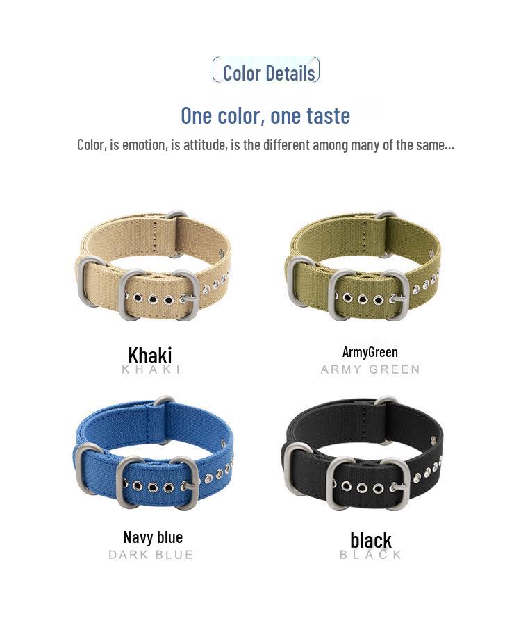 Vintage vojenský zelený nylonový řemínek k hodinkám, 18/20/22/24mm