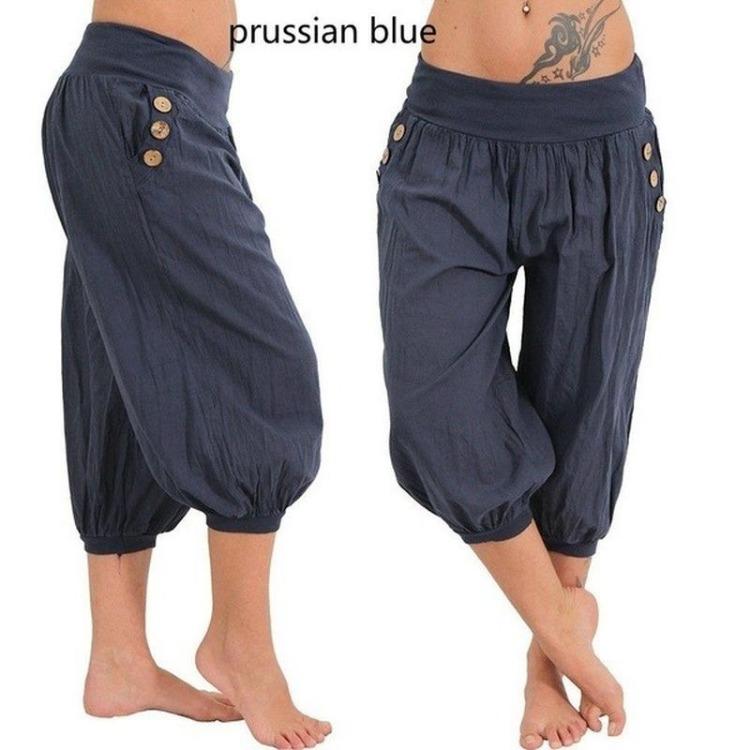 

Comfy Summer Lounge Pants for Women Loose Casual Wide Leg Harem Pants Plus Size Cool 5XL прусський синій колір