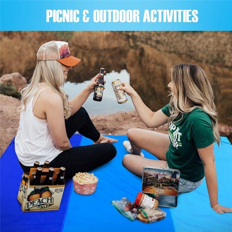 Sand Free Beach Mat, Quick Drying Ripstop Nylon Lightweight Compact Portable Outdoor Picnic Beach Blanket for Travel and Hiking